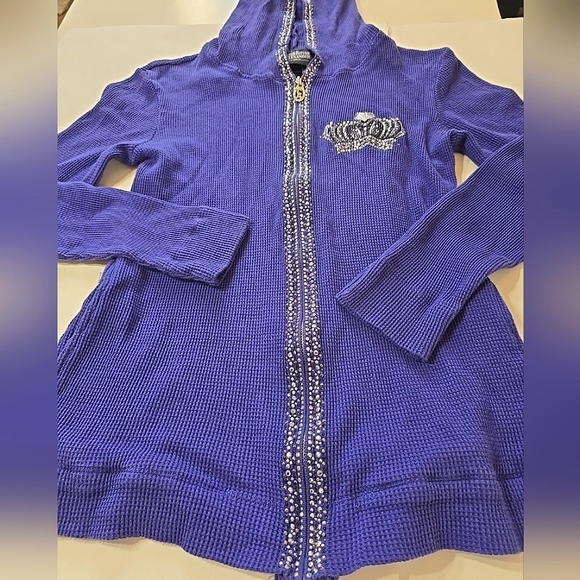 Christine Alexander Your Royal Highness Bejeweled Hoodie Purple Size L 💜 - Picture 3 of 10
